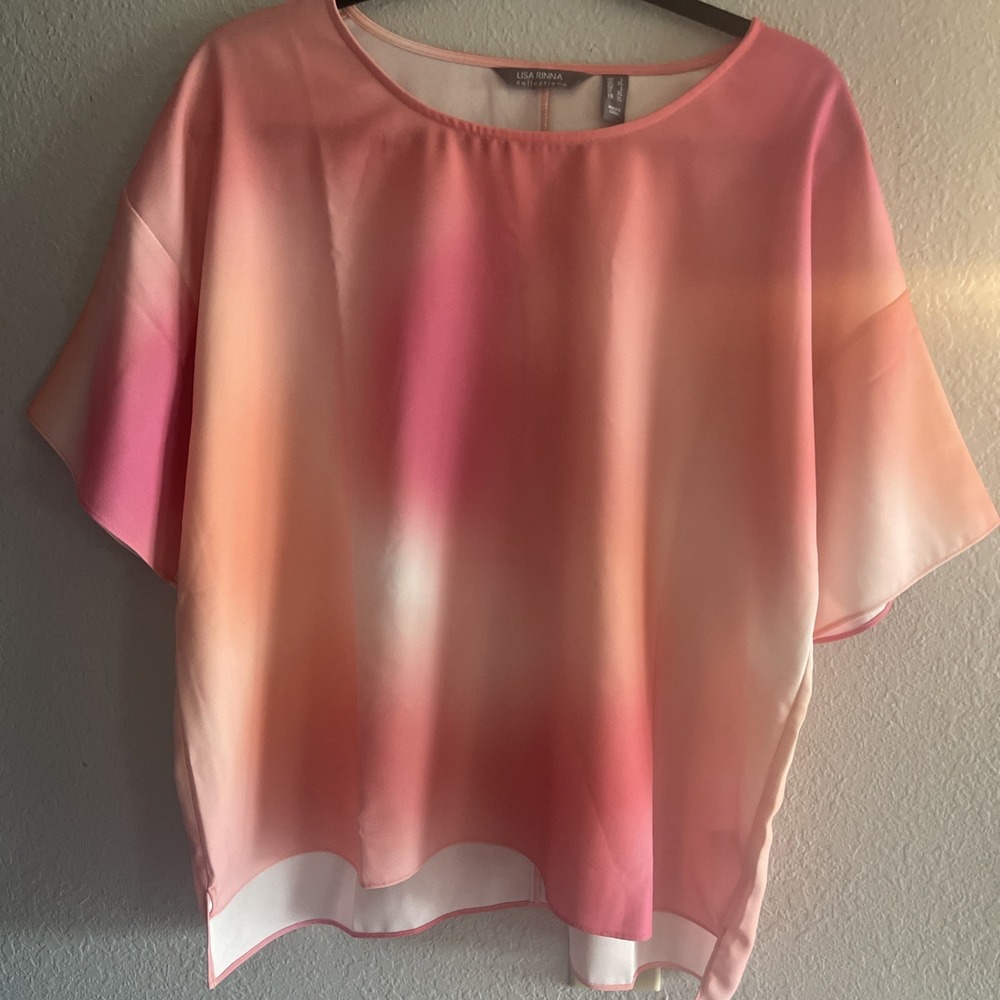 Lisa Rinna Collection Printed Short Sleeve Tee Sugar Coral Size Large
